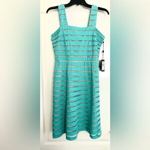Adrianna Papell Striped Dress Aqua Blue  - Turquoise 6 NWT